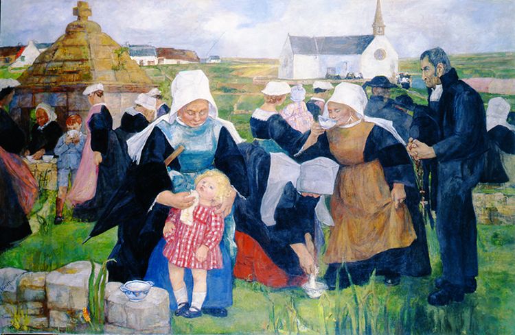 Croyants à la fontaine miraculeuse. Bretagne (pardon de Lotivy), tableau de Marguerite Pauvertn-Lotivy_1_750_large_max Croyants à la fontaine miraculeuse. Bretagne (pardon de Lotivy), tableau de Marguerite Pauvert